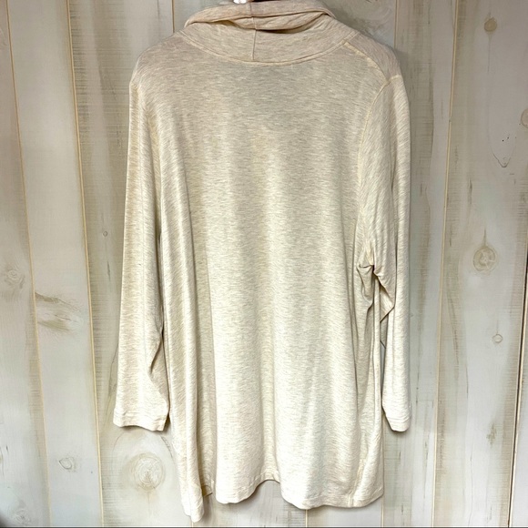 Land’s End Cream Cowl Neck Tunic Top Sweatshirt Pockets Plus Size Sz 3X Oatmeal - Picture 2 of 5